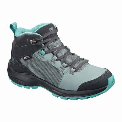 Salomon OUTWARD CLIMASALOMON™ WATERPROOF - Lasten Vaelluskengät - Vihreä/Mustat